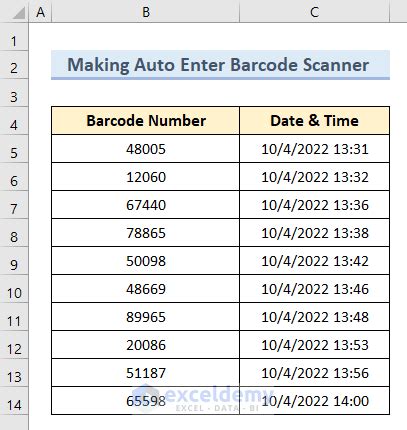 How to create an Auto Enter Barcode Scanner in Excel - 4 Steps