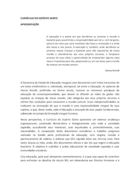 PDF CURRÍCULO DO ESPÍRITO SANTO APRESENTAÇÃO e Arquivos 2 Texto