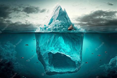 Premium Photo | Ship shipwrecked crashing into large floating iceberg