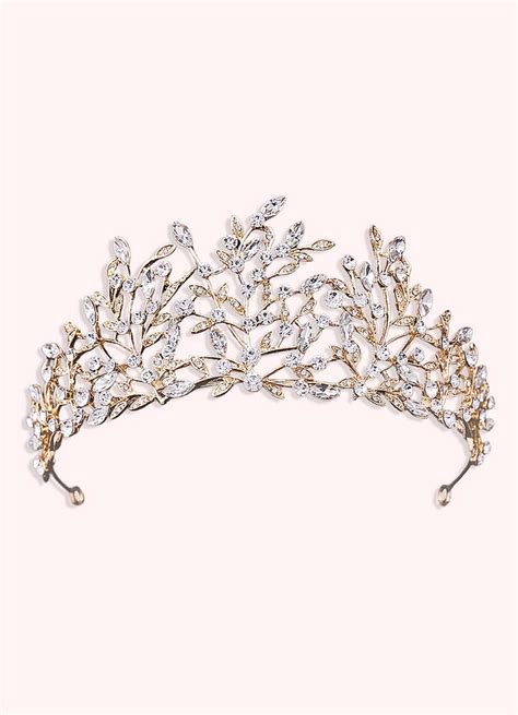 Bridal Leaf Rhinestone Crown Headpieces Azazie