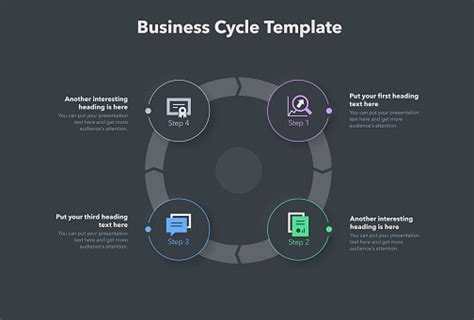 Simple Concept For Business Cycle Diagram With Four Steps And Place For Your Description Dark