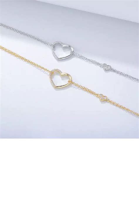 Buy Soeoes Sterling Silver Simple Fashion Hollow Heart Bracelet