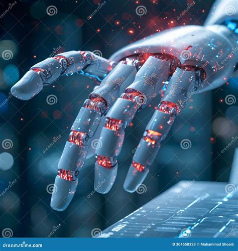 machine learning aesthetics ai robot hand   graphic design stock