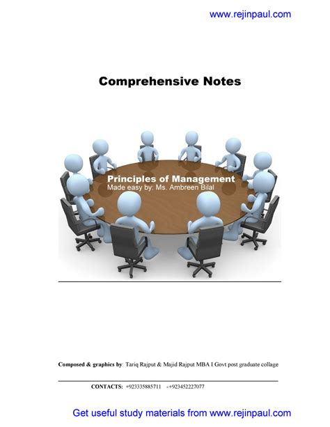 Principles Of Management Lecture Notes For Mba Comprehensive Notes Composed And Graphics By