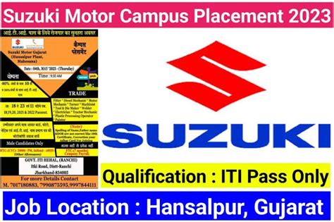 Suzuki Motor Gujarat Campus Placement 2023 ITI Jobs