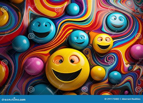 Colorful Smiley Faces on a Colorful Background Stock Illustration ...