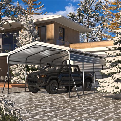 Hogyme 12 Ft W X 20 Ft D Galvanized Steel Carport Car Canopy Shelter