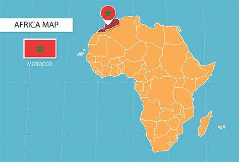 Mapa de marruecos en áfrica, iconos que muestran la ubicación y las ...