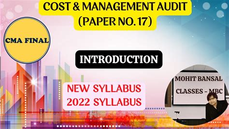 Cost And Management Audit Cma Final Paper No 17 New Syllabus In