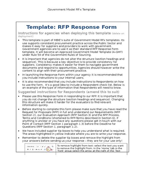 Gm Rfx Rfp Response Form Template Pdf Request For Proposal Business