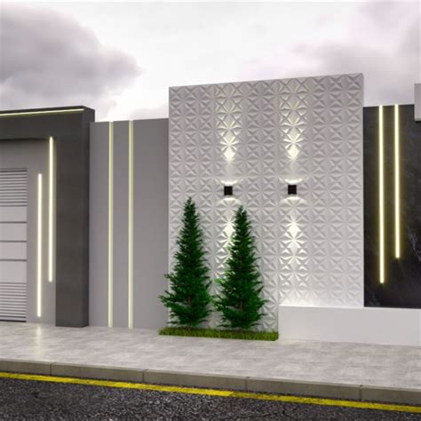 Fachada De Muro Simples E Moderno - Fachada do Muro - 9,00m | Varanda de casa simples, Quartos masculinos ...