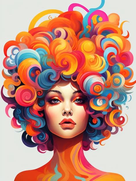 Premium Photo A Woman With Colorful Hair Is Shown In This Illustration