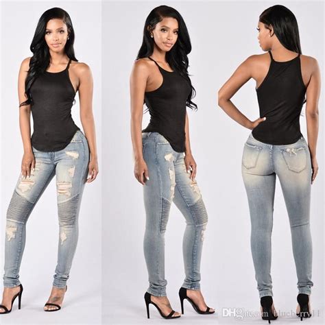 2020 Ladies Stretch Ripped Sexy Skinny Jeans Womens High Waisted Slim Fit Denim Pants Slim Denim