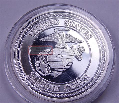 U. S. Marine Corps 1 Troy Ounce. 999 Fine Silver Bullion Art Round