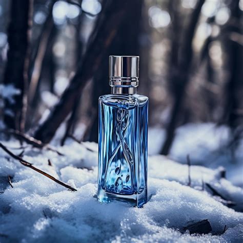 Premium AI Image | a bottle of perfume in the snow