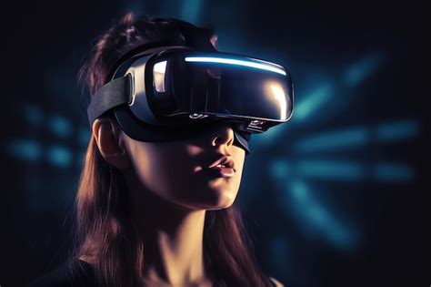 Premium Ai Image A Woman Wearing A Virtual Reality Headset