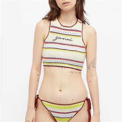 GANNI Crochet Crop Bikini Top Multi END TW