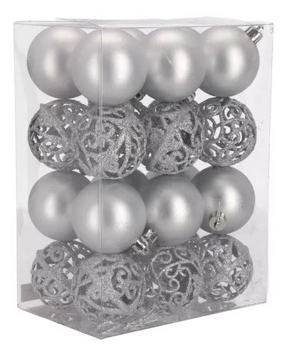 Set De Esferas Christmas Accents 6 Cm Plata 24 Pzas Meses Sin Intereses