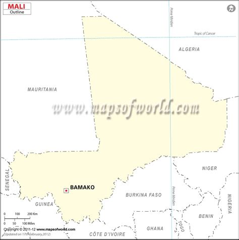 Mali Map Outline Blank Map Of Mali