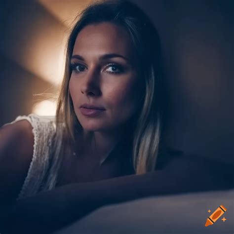 Blonde Swedish Woman With Tousled Hair In A Dark Bedroom On Craiyon