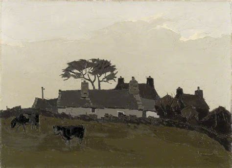 Bbc Your Paintings Anglesey Cottages With Cattle Kyffin Williams