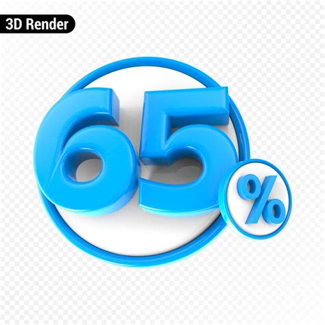 Premium PSD | 3d render percentage number 65