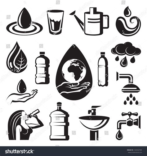 Monochrome Set Different Symbols Water Stock Vector (Royalty Free ...