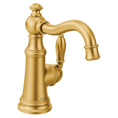 Moen Weymouth Brushed Gold 1 Handle Deck Mount High Arc Kitchen Faucet At