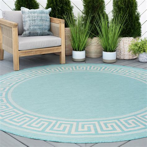 6ft Round Water Resistant Indoor Outdoor Rugs For Patios Front Door