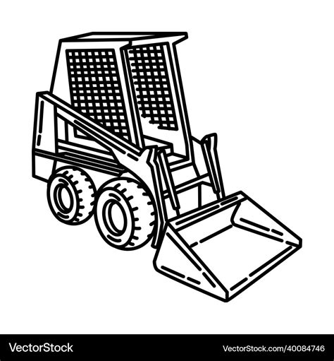 Bobcat skid steer loader icon doodle hand drawn Vector Image