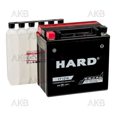 Купить Мото аккумулятор HARD YTX14-BS 12V 14 Ah 220А (150x87x145) CT ...