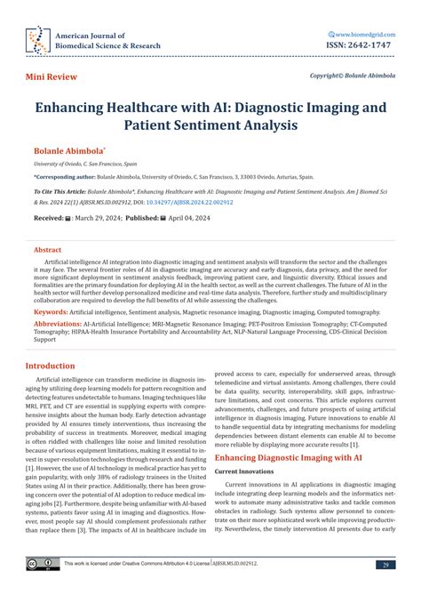 PDF Enhancing Healthcare With AI Diagnostic Imaging And Patient