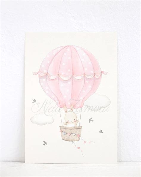 Set Of Four Nursery Art Pink HOT AIR Balloons Etsy