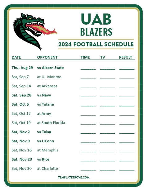 Uab Football Schedule Schedule Gigi Persis