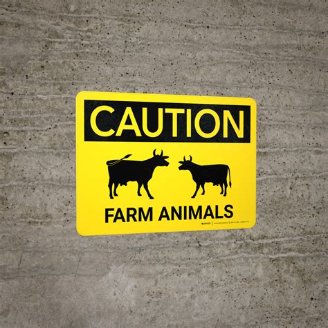 Caution Farm Animals Cow Icons Landscape Wall Sign