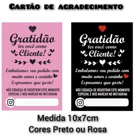 Cart Es De Agradecimento Gratid O Ter Voc Como Cliente X Cm