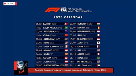 Calendario Oficial De La Fórmula 1 Para La Temporada 2023 Tokyvideo