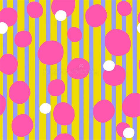 Seamless Pattern With Ink Hand Drawn Circles And Stripes Abstract Polka Dots Geometric Texture