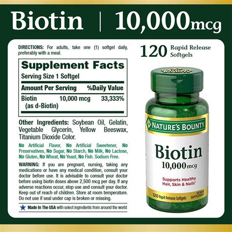 Nature S Bounty Biotin 10 000 Mcg Rapid Release Softgels