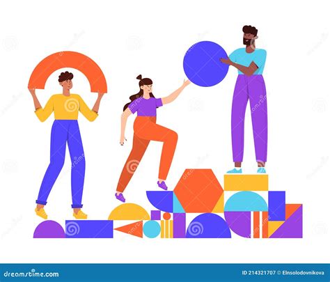 Teamwork Geometric Shapes Stock Vector Illustration Of Team 214321707