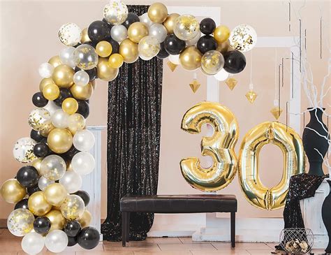 Onehous Black Gold Balloon Arch Kit 120pcs Metallic Gold Black And