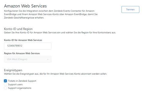 Einrichten des Zendesk Events Connector für Amazon EventBridge