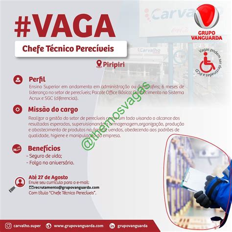 Chefe T Cnico Perec Veis Piripiri Pi Vaga S Themos Vagas