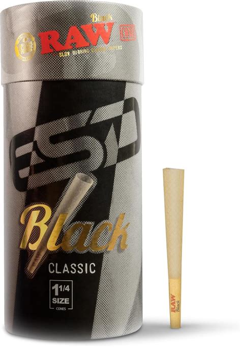 Raw Cones Classic Black 1 1 4 Size 100 Pack Natural Pre Rolled Rolling Paper Pressed Extra