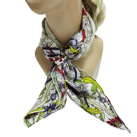 silk scarf  women printed silk twill scarf  flower