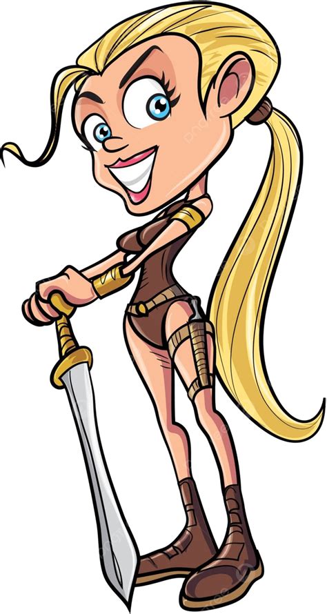 Cartoon Blonde Warrior Woman Warrior Female Savage Vector Woman