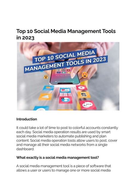 Top 10 Social Media Management Tools In 2023 Pdf