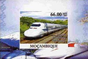 Stamp Japanese High Speed Trains Mozambique Illegal Stamps