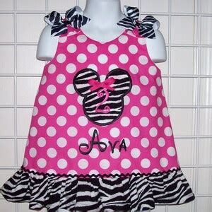 Hot Pink Dot Minnie Mouse Applique Monogram Dress With Zebra Ruffle Etsy
