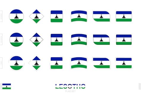 Conjunto De Banderas De Lesotho Banderas Simples De Lesotho Con Tres Efectos Diferentes